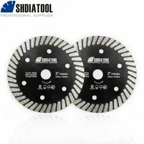 Shdiatool 791180030788 2pcs 3 Inch /75mm Diamond Tile Saw Blade Turbo Cutting Disc Grinder Wheel For Marble