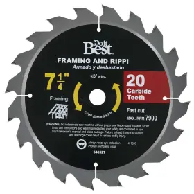 415481db Sim Supply Inc. Do It Best 7-1/4 Inch 20-tooth Framing And Ripping Circular Saw Blade