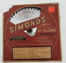 61-14630 Simonds Vintage Chrome Si-clone 6 1/4 Inch Saw Blade 44 Tooth Nos