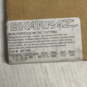 Nf74n Skarpaz Non-ferrous Metal Cutting Circular Saw. 7 Inch Diam. Nf74n. 40t N5tcg 5/8