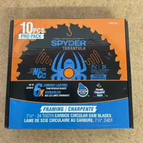 13017 Spyder 10 Tarantula 7-1/4 24 Tooth Framing Carbide Circular Saw Blades J8