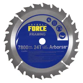 Wc7224 Steel Force 721246669287 7-1/4 Inch 24t With 5/8 Arbor Tct Circular Saw Blade For Wood Cut
