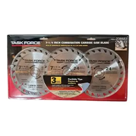 238557 Task Force Blade Set Tools 7-1/4 Inch Combination Carbide Tip 3 Saw Blades Nip