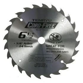 Cf-16524w Tenryu 609778102130 Cord-free 6-1/2 Inch X 24t 5/8 Arbor For Woodworking With Cordless Saws