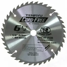 Cf-16540w Tenryu 609778102147 Cordless Wood 6-1/2-inch 40t Saw Blade