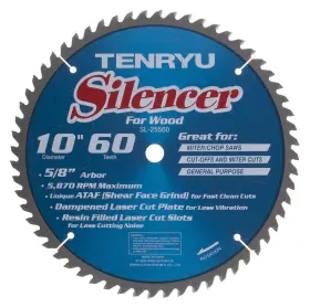 Sl-25560 Tenryu 609778104356 10 Inch X 60-tooth Silencer Series Miter Saw Blade For General Purpose C