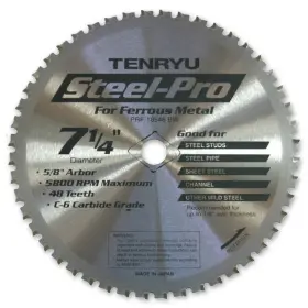 Tenryu B0042z6wt2 Prf-18548bw Steel-pro 7-1/4 Steel Cutting Carbide Tipped Saw Blade