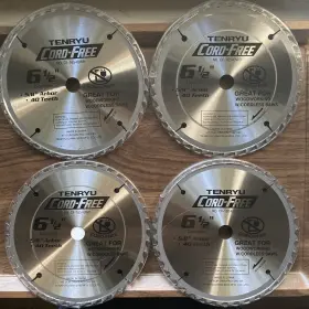 Tenryu Cf-16540wb 4 Pack Cord-free 6-1/2in 40t Carbide Circular Saw Blade Wood 5/8in Arbor