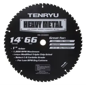Hm-35566dx Tenryu Circular Saw Blade - 14 Inch Diameter 66 Teeth 1 Arbor 800 Rpm Max