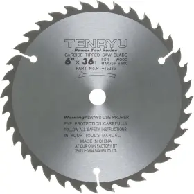 Pt-15236 Tenryu 6 Inch Carbide Tipped Saw Blade 36 Tooth Ataf Grind - 1/2