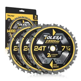 Tolesa 630808000768 7 1/4 Circular Saw Blade 24 Teeth With 5/8 Inch Arbor Atb Carbide Wood Cu