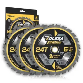 T0862403 Tolesa 6 1/2 Circular Saw Blade 24 Teeth With 5/8 Inch Arbor Atb Carbide