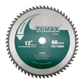 Tomax 712190580810 12 Inch 60 Tooth Atb Fine Finish General Purpose Woodworking Saw Blade
