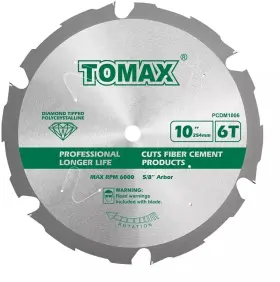 Pcdm10 Tomax 712190581046 Inch 6 Tooth Polycrystalline Diamond Tipped Pcd Hardie Fiber Cement