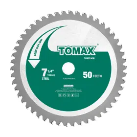 Tomax 712190581343 7-1/4-inch 50 Tooth Industrial Level Steel And Ferrous Metal Saw Blade With 5