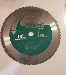Tma14120 Tomax 14 Inch 120 Tooth Thin Aluminum And Plastic Saw Blade With 1 Arbor Sharp
