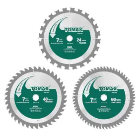 Tmw714244060 Tomax 3 Pack Combo 7-1/4 Inch Circular Saw 24t And 40t 60t Green