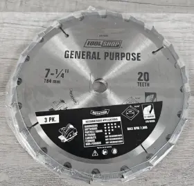 236-4529 Tool Shop 3-pack Of 7 1/4 Inch Carbon Tip Blades 20 Teeth Gen Duty