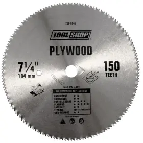 Jpply0725t150bp Tool Shop 848948047080 7-1/4 Inch X 150-tooth Plywood Circular Miter Saw Blade With A 5/8 Arbor