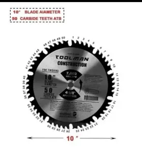 Sth008 Toolman Circular Saw Blade Cutting 10 Inch 50t Thin Kerf C3 50 Carbide Teeth