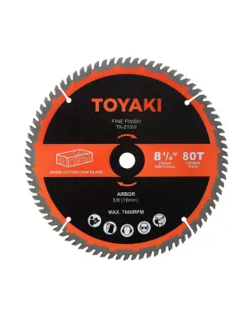 Tk-210w Toyaki 8-1/4-inch Miter Saw Blade 80-tooth Ultra-fine 8-1/4 Inch 80t Arbor 16mm