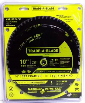 Tcsbt150c Trade-a-blade J Norske - 10 Inch X 28t And 60t Carbide Blades Combo Pack #tcsbt150c