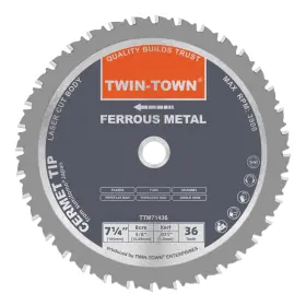 Twin-town 712190580674 7-1/4-inch 36 Tooth Steel And Ferrous Metal Saw Blade With 5/8-inch Dmk Arbor