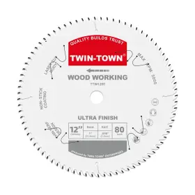 Twin-town 712190580766 12-inch Saw Blade 80 Teethgeneral Purpose For Soft Wood Hard &