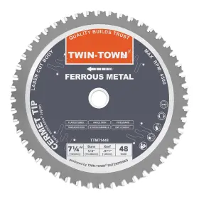 Twin-town 712190581350 71/4inch 48 Teeth Dry Cut Steel And Ferrous Metal Cermet Saw Blade With 5/8inch