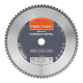 Twin-town 744759703415 14-inch 72 Teeth Dry Cut Steel And Ferrous Metal Cermet Saw Blade With 1-inch Ar