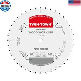 Twin-town B01mr2y7ml Twin-town 10-inch 60-tooth Atb Fine Finish Wood Cutting Circular Saw Blade 5/8