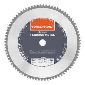Ttm1480 Twin-town 14-inch 80 Teeth Dry Cut Mlid Steel And Ferrous Metal Cermet Saw Blade With 1