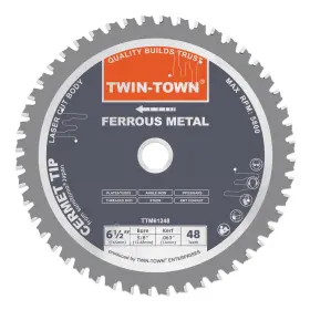Ttm61248 Twin-town 6-1/2-inch 48 Teeth Dry Cut Steel And Ferrous Metal Cermet Saw Blade With 5/8