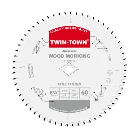 Ttw81460 Twin-town 8-1/4-inch 60 Teeth Atb Fine Finish Thin Kerf Saw Blade With 5/8-inch Dmk Arbor