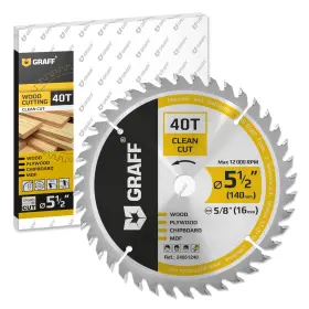 Uab Graff Tools 313050371359 5-1/2 Inch Circular Saw For Wood Plywood Drywall Mdf Plastic Blade - 40t