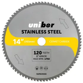 Rapbu355ss Unibor Chop Saw Blade For Stainless Steel - Metal Cutting Cermet Tipped Ci