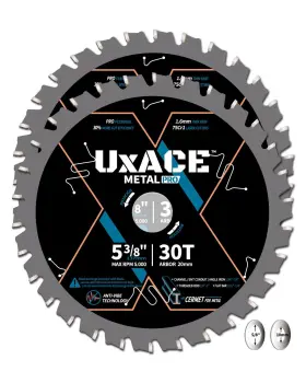 0530m-2 Uxace 5-3/8-inch 30-tooth Circular Saw Blade 20 Mm Arbor Ferrous Metal Steel Cut