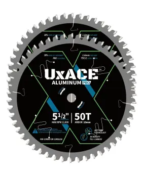 0550l-2a Uxace 5-1/2-inch 50-tooth Circular Saw Blade 10 Mm Arbor Aluminum Non-ferrous Me