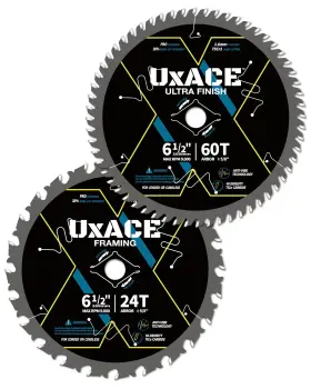 062460-2 Uxace 6-1/2-inch 24&60-tooth Circular Saw Blade With 5/8-inch Arbor 2 Pack