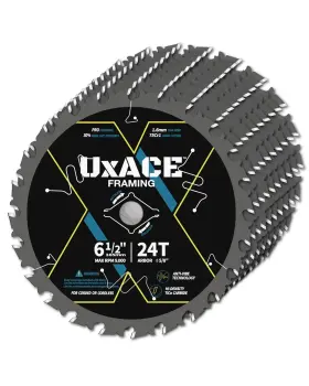 0624f-10 Uxace 61/2inch 24tooth Circular Saw Blade With 5/8inch Arbor Framing Wood Cutting Carb