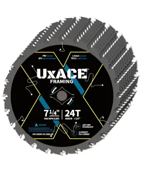 0724f-10 Uxace 7-1/4-inch 24-tooth Circular Saw Blade With 5/8-inch Arbor Framing Wood Cutt