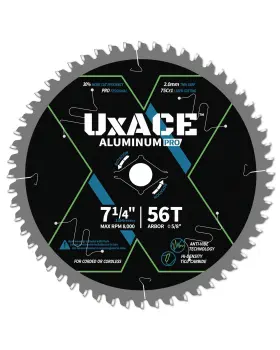 0756l Uxace 7-1/4-inch 56-tooth Circular Saw Blade 5/8-inch Arbor Aluminum Non-ferrous