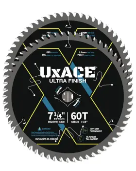 0760uf-2 Uxace 7-1/4-inch 60-tooth Circular Saw Blade With 5/8-inch Arbor Ultra Finish Wood