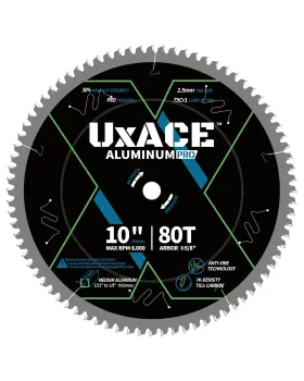 1080l Uxace 10-inch 80-tooth Circular Saw Blade 5/8-inch Arbor Aluminum Non-ferrous