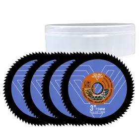 Venjeld 726084576421 Hss Circular Saw Blade 3 Inch 75mm - 4pcs High Speed Steel Cutting Discs With