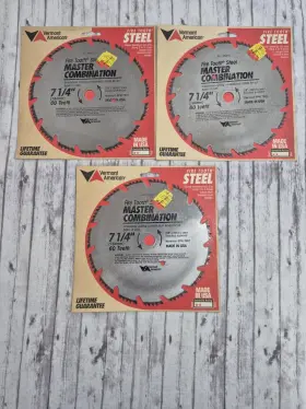 25610 Vermont American Lot Of 3 7-1/4 Inch Fire Tooth Steel Master Combination Saw Blade