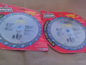 26151 Vermont American Two 6-1/2 Inch X 18 Tooth Carbide Tipped Saw Blades Made In Usa