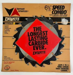 27827 Vermont American Saw Blade 20 Carbide Teeth 6.5 Inch Arbor 5/8 Round -