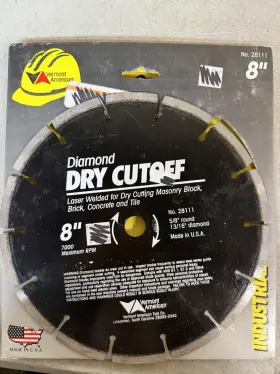 28111 Vermont American New Display/slight Blemishes Diamond Dry Cutoff Blade 8 Inch