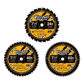 Vierdwin 6975960330419 7-1/4 Inch Circular Saw Blades Combo 7-1/4ftft 24t 40t 60t